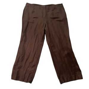 J Jill Wide leg pants 18 Silk Linen blend Wide leg trouser Pockets Womens Plus